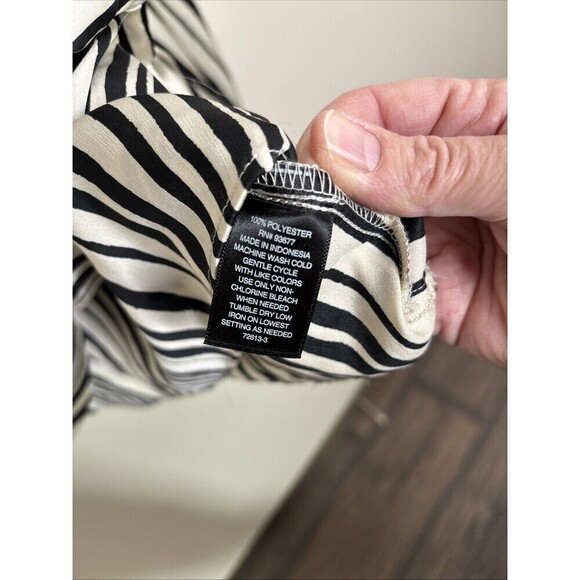 Worthington Black & Cream Soft Cross Front Long Sleeves Career Blouse XL - Picture 8 of 9